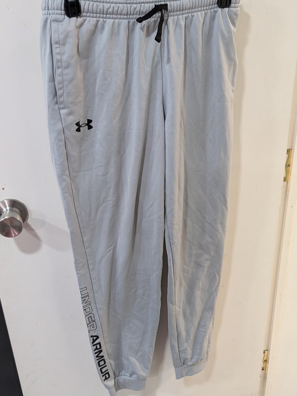 Under Armour Light Gray Boys Athletic Pants with Black Logo
